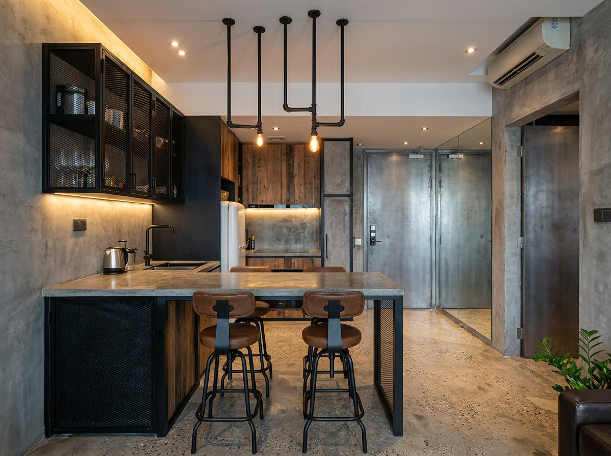 Industrial interior design — example 1 by Mr Cow Studio Singapore