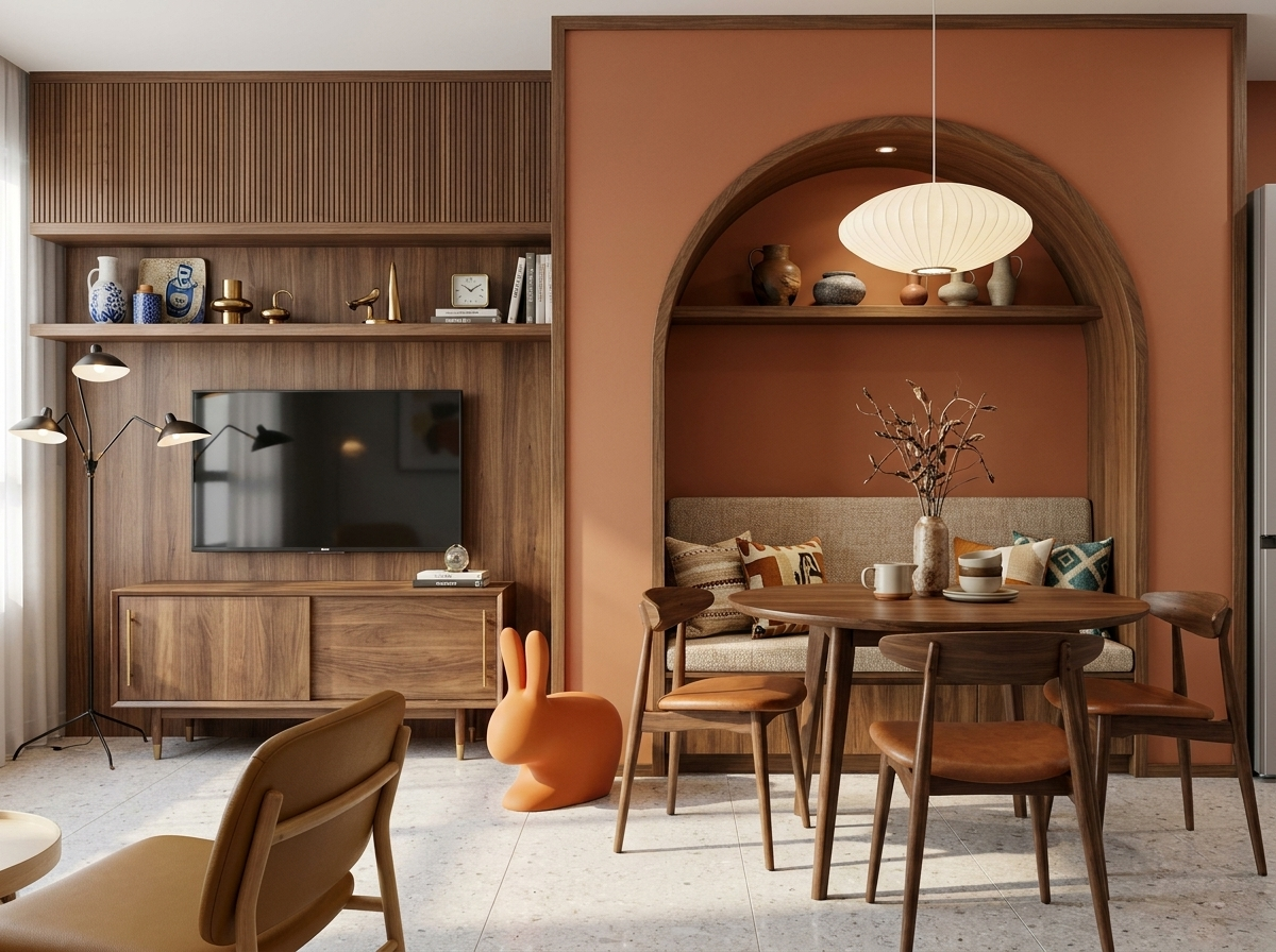 Mid Century Modern dining — Walnut Era by Mr Cow Studio Singapore