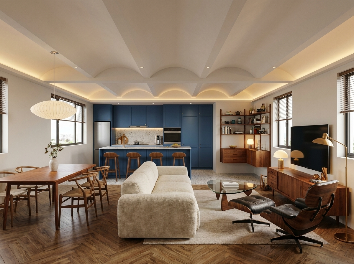 Mid Century Modern lounge — Walnut Era by Mr Cow Studio Singapore
